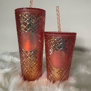Starbucks Rose Gold Venti Grande Jeweled Tumbler Set